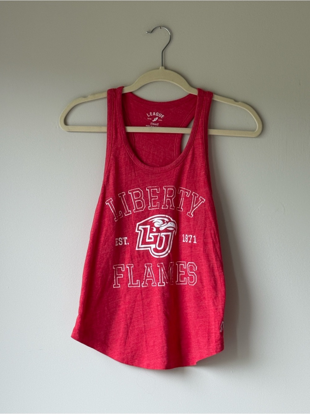 Liberty Flames League Red Graphic Tee with White Print